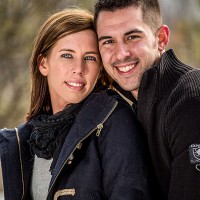 Outdoor engagement picture posed