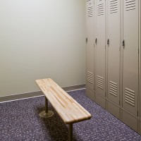 Susquehanna GI Building, Montoursville, PA interior detail photo showing lockers and changing bench